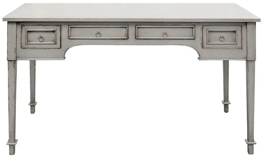 Highlight Casa Padrino bureau de style campagnard de luxe avec 4 tiroirs gris antique 136 x 70 x H. 77 cm - Table de bureau en bois massif fait main - Mobilier de bureau de style campagnard