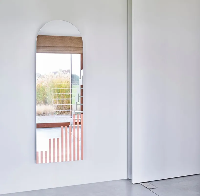 Neu Casa Padrino miroir mural design rayures rose clair 50 x 1 x H. 150 cm - Miroir de salon - Miroir de chambre - Miroir armoire - Mobilier Design