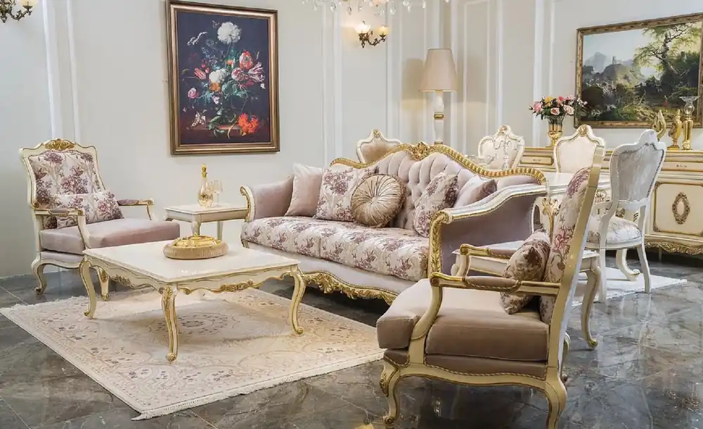 Nur Für Kurze Zeit Casa Padrino ensemble de salon baroque de luxe rose / blanc / or - 2 Canapés Baroques & 2 Fauteuils Baroques & 1 Table Basse Baroque - Meuble de salon de style baroque - Meuble baroque
