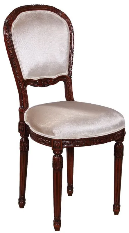 Casa Padrino chaise de salle à manger baroque de luxe argent / marron foncé 41 x 50 x H. 90 cm - Meuble de salle à manger de style baroque - Meuble de luxe de style baroque - Intérieur baroque Aktuell