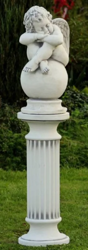Sofort Bestellen Casa Padrino pilier baroque avec ange sur boule blanc / gris Ø 30 x H. 134 cm - Pilier de Jardin Baroque - Pilier de Décoration de Jardin avec Sculpture - Accessoires Décoration Jardin Baroque
