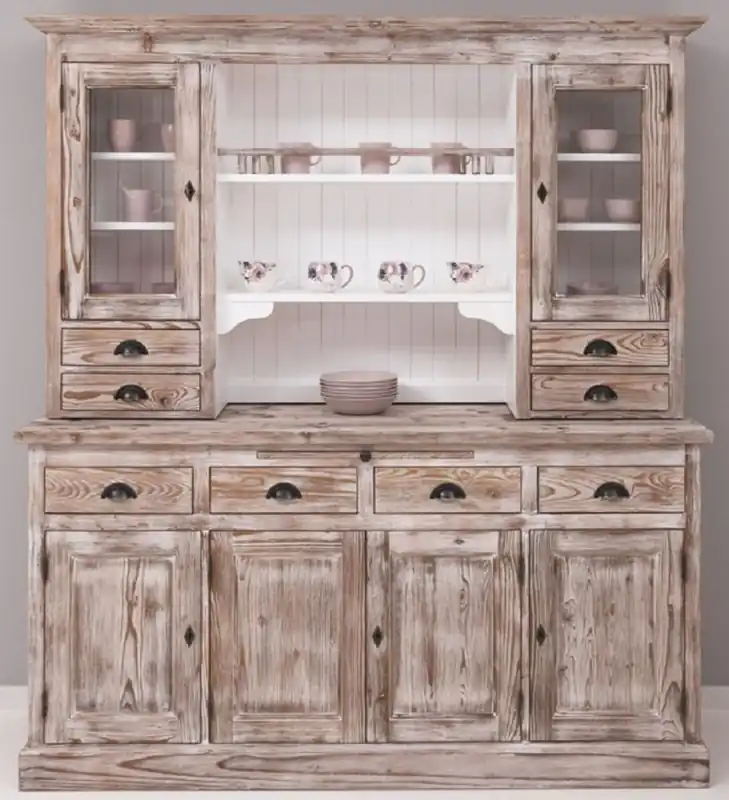 Neuheit Casa Padrino armoire de salle à manger de style campagnard marron / blanc 180 x 50 x H. 197 cm - Armoire de cuisine en bois massif - Meuble de salle à manger de style campagnard