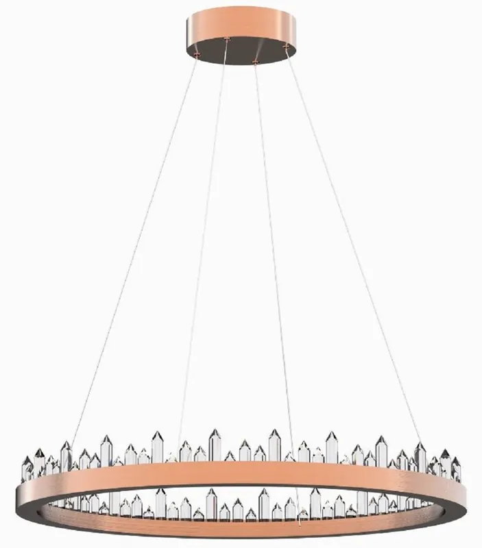 Casa Padrino lustre LED de luxe cuivre Ø 85 cm - Lustre rond en acier inoxydable dimmable avec verre cristal - Lustre de salon - Lustre de chambre - Meuble de luxe Markenprodukt