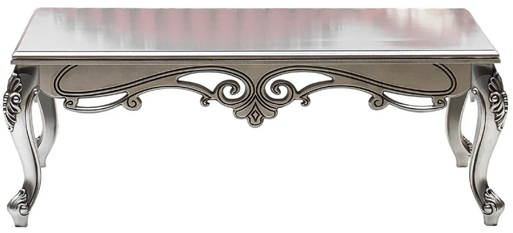 Knallerangebot Casa Padrino table basse baroque de luxe argent - Table de salon rectangulaire en bois massif de style baroque - Meuble baroque - Meuble de luxe de style baroque - Ameublement baroque