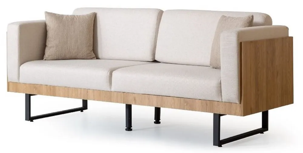 Casa Padrino canapé 3 places de luxe crème / marron / noir 200 x 80 x H. 80 cm - Canapé de salon - Meuble de salon - Meuble de luxe - Ameublement de salon - Ameublement de luxe Solange Der Vorrat Reicht