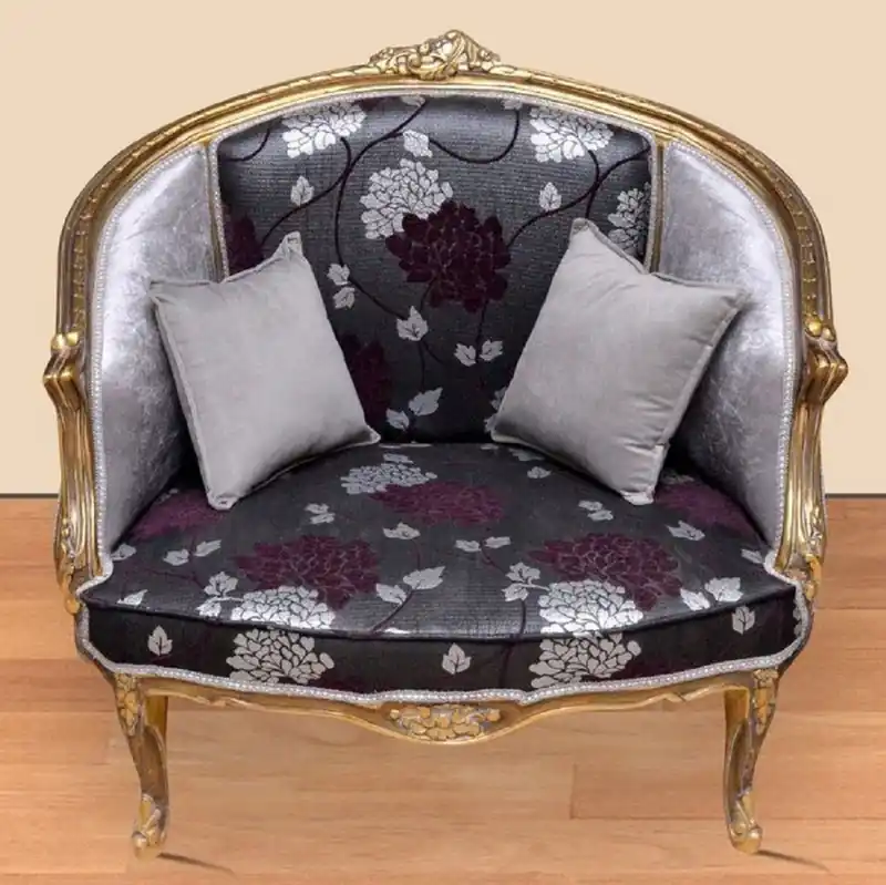 Casa Padrino fauteuil baroque avec motif élégant noir / violet / argent / or - Fauteuil de salon de style baroque - Meuble de salon de style baroque - Meuble baroque - Ameublement baroque Meistverkauft