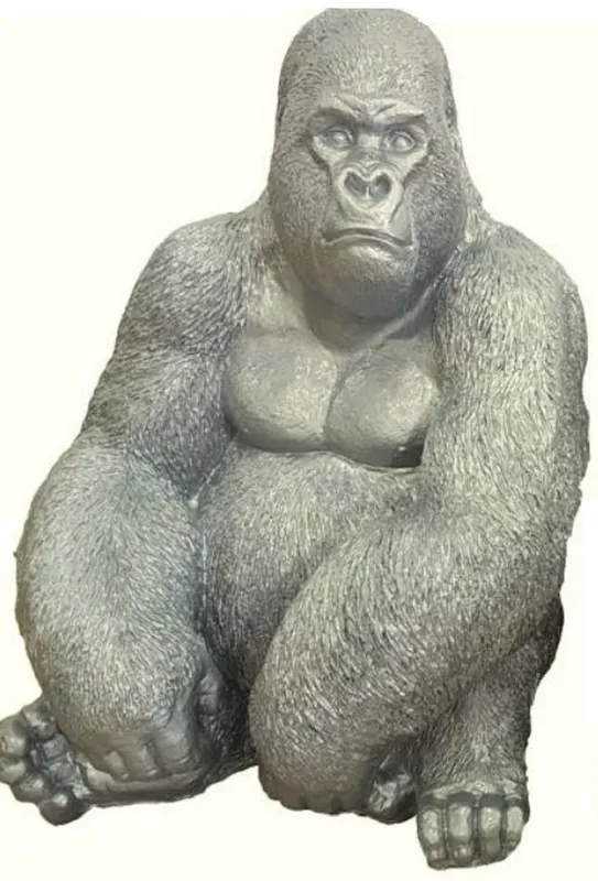 Abverkauf Casa Padrino sculpture décorative de luxe singe gorille argent H. 75 cm - Figurine décoration de jardin résistante aux intempéries - Figurine animalière décorative de jardin