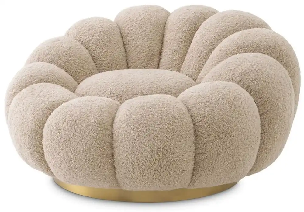 Preis Gesenkt Casa Padrino fauteuil pivotant de luxe sable / laiton 115 x 118 x H. 67 cm - Fauteuil de salon - Fauteuil lounge - Meuble de salon - Meuble de luxe - Ameublement de salon - Ameublement de luxe