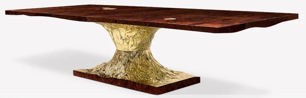 Begrenztes Angebot Casa Padrino table à manger design de luxe marron / or 450 x 150 x H. 76 cm - Table de salle à manger rectangulaire - Mobilier de salle à manger de luxe - Qualité de luxe - Fabriqué en Italie