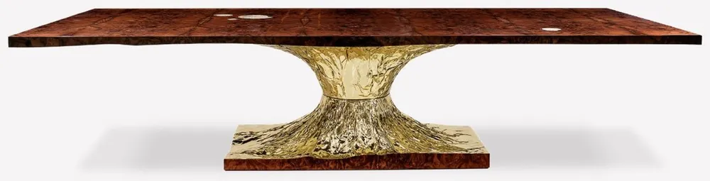 Casa Padrino table à manger design de luxe marron / or 330 x 130 x H. 76 cm - Table de salle à manger rectangulaire - Mobilier de salle à manger de luxe - Qualité de luxe - Fabriqué en Italie Begrenztes Angebot