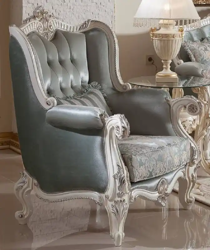 Günstig Casa Padrino fauteuil baroque de luxe vert / beige / blanc / argent - Magnifique fauteuil de salon avec motif élégant - Meuble baroque - Meuble de salon de luxe style baroque - Noble & Magnifique