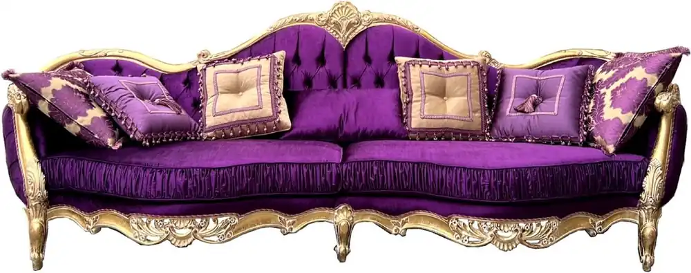 Casa Padrino canapé baroque de luxe violet / or - Magnifique canapé de salon avec tissu satiné fin - Meuble baroque - Meuble de salon de luxe de style baroque - Ameublement baroque Sale