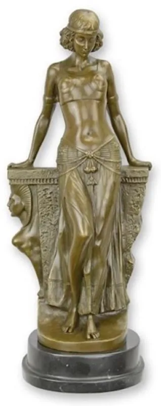 Casa Padrino figure en bronze de luxe danseuse égyptienne 15,5 x 13,5 x H. 38 cm - Sculpture en bronze avec socle en marbre - Figure décorative - Décoration de bureau - Décoration de salon Direktkauf