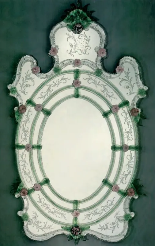 Casa Padrino miroir baroque de luxe vert / violet - Magnifique miroir mural de style vénitien - Meuble de château - Meuble baroque - Meuble de luxe de style baroque - Fabriqué en Italie Finale Aktion