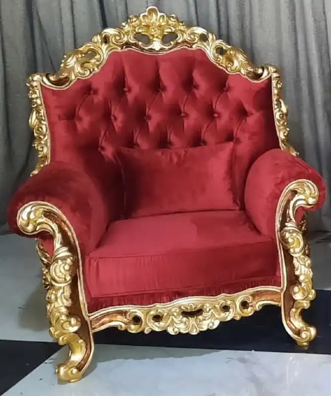 Casa Padrino fauteuil baroque de luxe rouge / marron / or - Magnifique fauteuil de salon - Meuble de salon de style baroque - Meuble de luxe de style baroque - Ameublement baroque Neue Ware