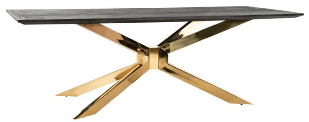 Heißes Angebot Casa Padrino table à manger de luxe noir gris / or 240 x 100 x H. 75 cm - Table de cuisine rectangulaire avec plateau en bois massif - Meuble de salle à manger - Meuble de luxe