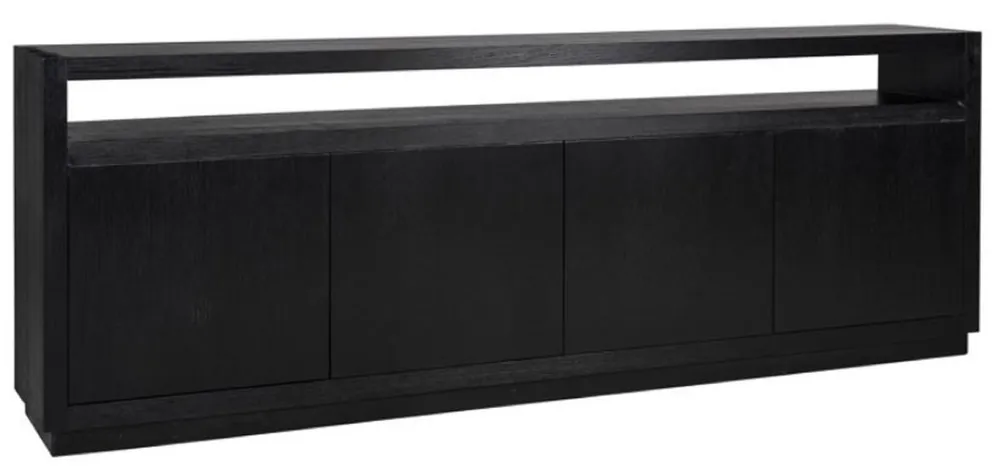 Casa Padrino buffet de luxe noir 240 x 40 x H. 85 cm - Armoire en bois massif avec 4 portes - Meuble de salon - Ameublement de salon - Meuble de luxe - Ameublement de luxe Expressversand