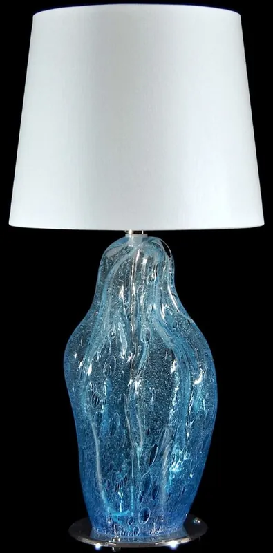 Top-Angebot Casa Padrino lampe de table de luxe bleu / argent / blanc Ø 20 x H. 40 cm - Lampe de bureau en verre avec abat jour - Lampe de table de luxe - Lampes de bureau de luxe - Lampes de table de luxe