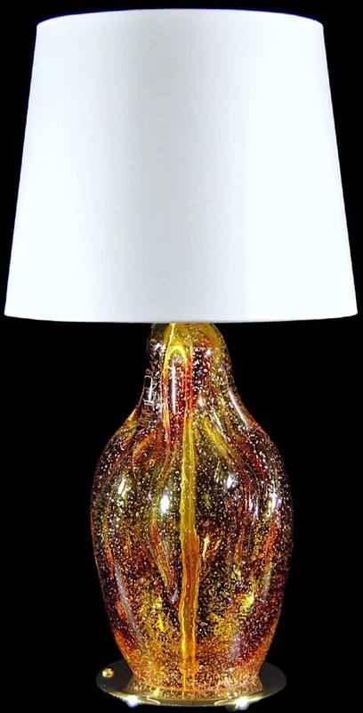 Neu Im Sortiment Casa Padrino lampe de table de luxe rouge / jaune / argent / blanc Ø 20 x H. 40 cm - Lampe de bureau en verre - Lampe de table de luxe - Lampes de bureau de luxe - Lampes de table de luxe