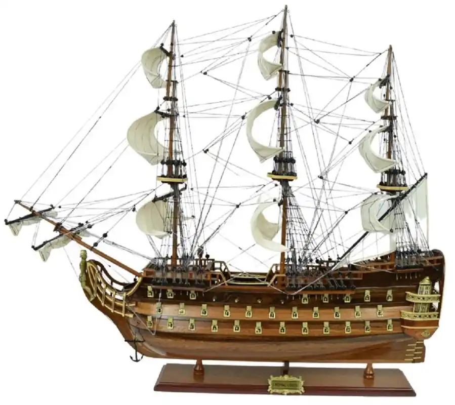 Casa Padrino vaisseau amiral Royal Louis marron 94 x 25 x H. 84 cm - Bateau décoratif fait main - Bateau en bois - Voilier - Navire de guerre - Maquette de bateau - Accessoires déco Beliebt