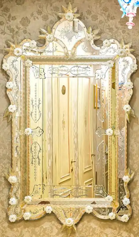 Heißes Angebot Casa Padrino miroir baroque de luxe jaune - Magnifique miroir mural de style vénitien - Meuble de château - Meuble baroque - Meuble de luxe de style baroque - Fabriqué en Italie