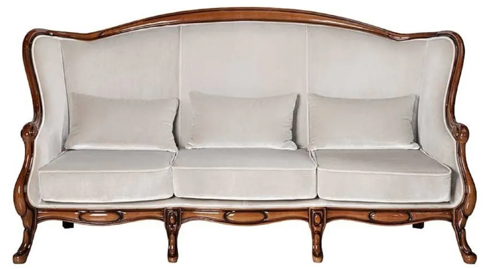 Casa Padrino canapé Art Nouveau de luxe gris / marron foncé brillant 202 x 85 x H. 100 cm - Canapé de salon élégant - Mobilier de salon - Mobilier de luxe en style Art Nouveau Sale