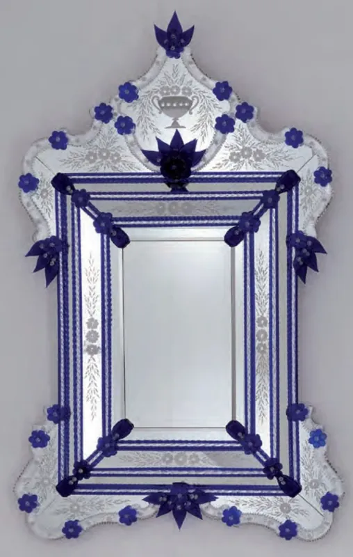 Casa Padrino miroir baroque de luxe bleu royal - Magnifique miroir mural de style vénitien - Meuble de château - Meuble baroque - Meuble de luxe de style baroque - Fabriqué en Italie Sofort Bestellen
