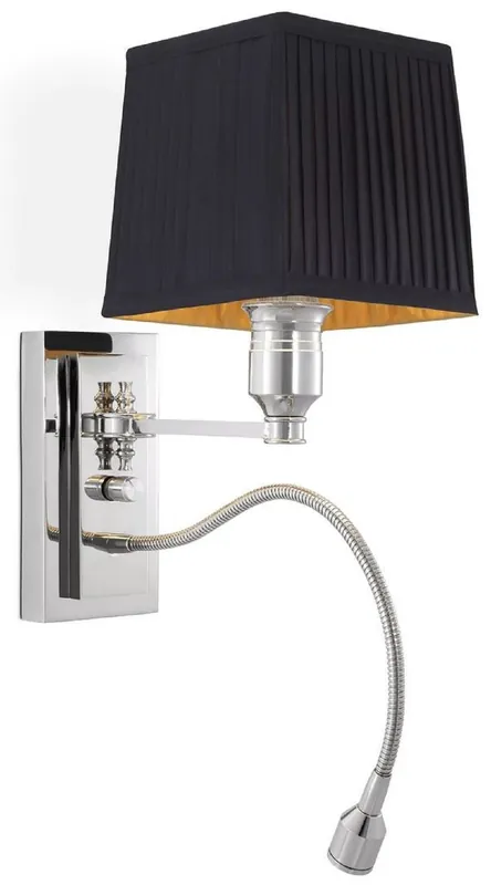 Casa Padrino applique murale de luxe argent / noir 14 x 25 x H. 30,5 cm - Applique avec liseuse LED orientable - Luminaires hôtel - Luminaires de luxe - Appliques de luxe - Qualité de luxe Kracherpreis