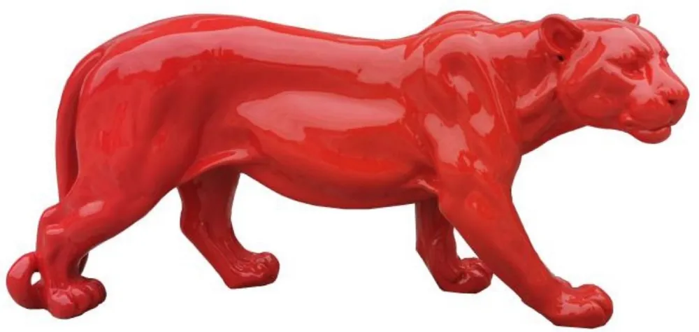 Neu Casa Padrino sculpture décorative de luxe panthère rouge H. 80 x H. 35 cm - Grande figurine décorative - Sculpture décorative XXL - Figurine décorative XXL - Figurines XXL - Figurines d'animaux
