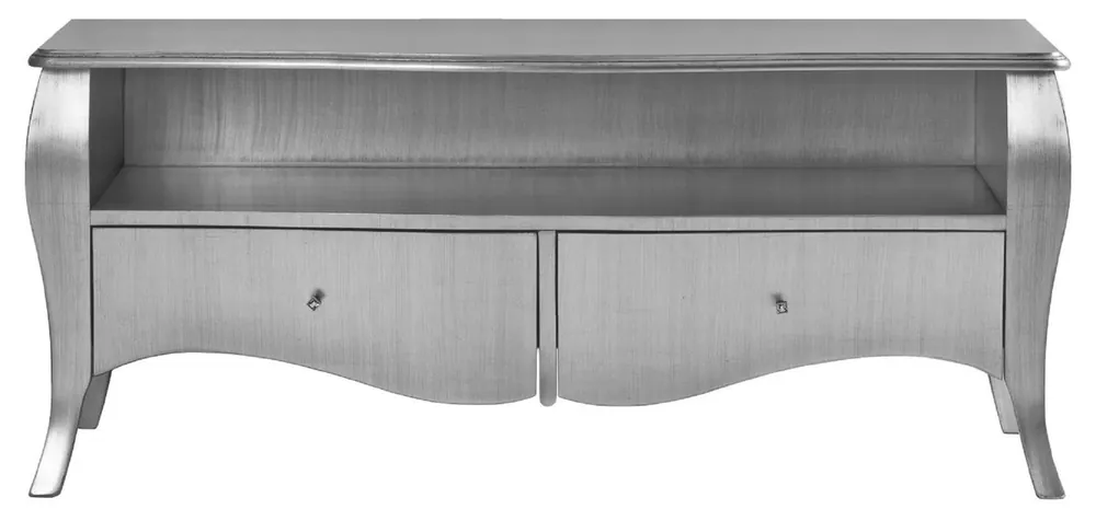 Aktuell Casa Padrino armoire TV baroque de luxe argent - Buffet en bois massif fait main avec 2 tiroirs - Meuble de luxe de style baroque - Meuble baroque - Ameublement baroque - Noble & Magnifique