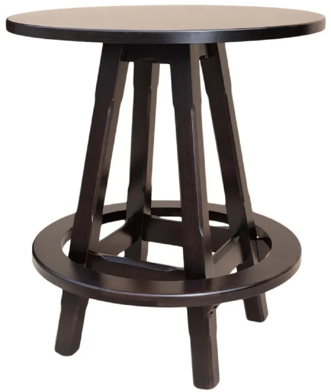 Neu Casa Padrino table de bar de luxe avec repose-pieds marron foncé Ø 100 x H. 110 cm - Table ronde en bois massif - Meuble en bois massif - Meuble de bar - Meuble de gastronomie
