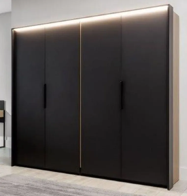 Neue Ware Casa Padrino armoire de chambre de luxe noir / naturelle - Armoire en bois massif avec 2 portes - Mobilier de chambre - Mobilier d'hôtel - Mobilier de luxe - Ameublement de chambre de luxe