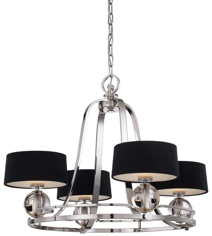 Casa Padrino lustre LED Art Déco de luxe argent / noir Ø 77,5 x H. 57,2 cm - Lustre rond en métal avec abat jour - Lustre de salon - Luminaire Art Déco - Luminaire de luxe Top-Seller