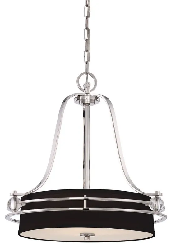 Casa Padrino lampe suspendue Art Déco de luxe argent / noir Ø 58,4 x H. 61 cm - Lampe suspendue ronde en métal avec abat jour - Lampe suspendue de salon - Luminaires Art Déco - Luminaires de luxe Echt