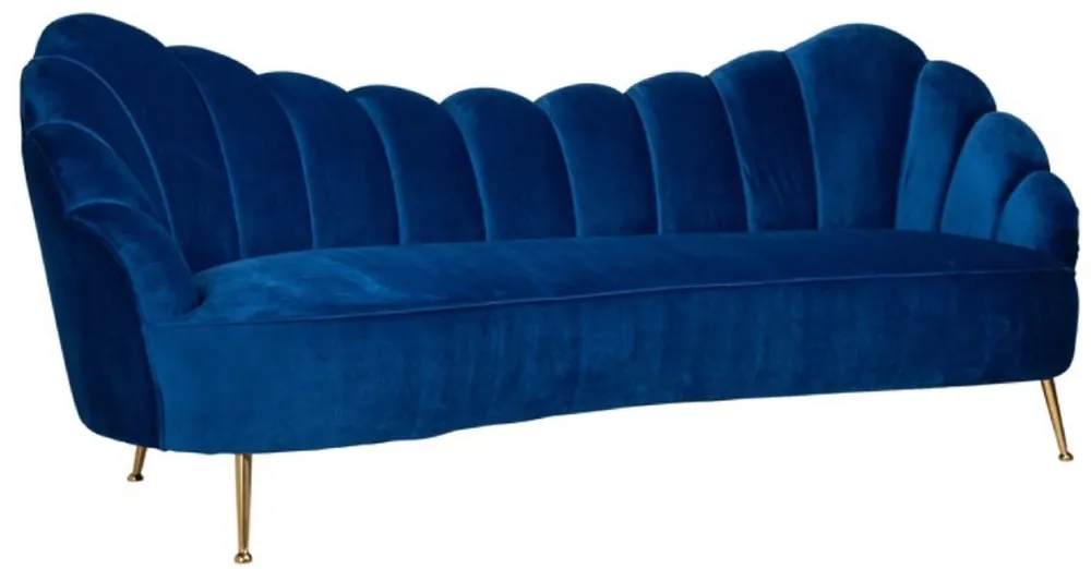 Jetzt Kaufen Casa Padrino canapé luxe velours bleu / or 230 x 94 x H. 90 cm - Canapé de salon avec tissu velours fin - Meuble de salon - Meuble de luxe - Ameublement de salon - Ameublement de luxe