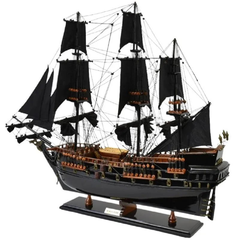 Neue Kollektion Casa Padrino bateau pirate de luxe Black Pearl noir / marron 87 x 27 x H. 73 cm - Bateau décoratif fait main - Bateau en bois - Voilier - Navire de guerre - Maquette de bateau - Accessoires déco