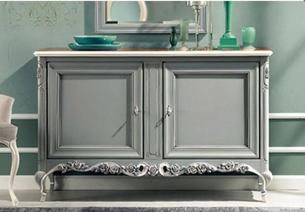 Top-Angebot Casa Padrino buffet baroque de luxe gris / marron / crème - Armoire fait main en bois massif avec 2 portes - Meuble de luxe de style baroque - Meuble baroque - Qualité de luxe - Fabriqué en Italie