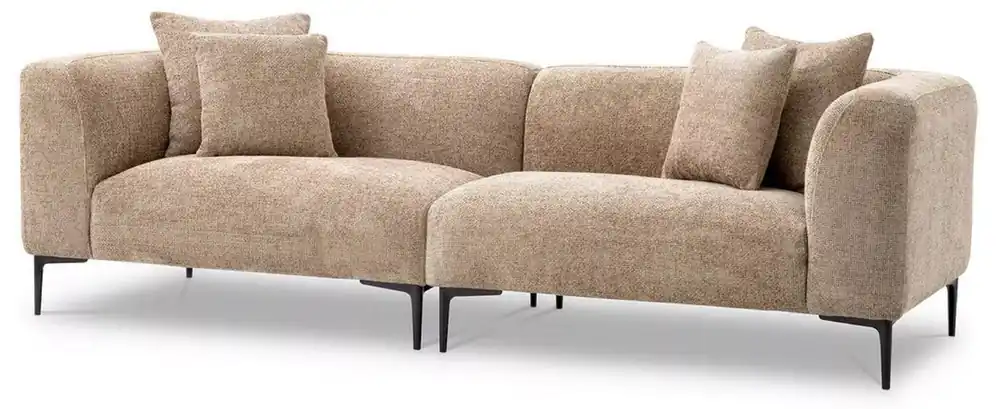 Casa Padrino canapé de luxe sable / noir 252 x 99 x H. 75 cm - Canapé de salon avec 4 coussins - Meuble de salon - Ameublement de salon - Meuble de luxe - Ameublement de luxe Nur Heute