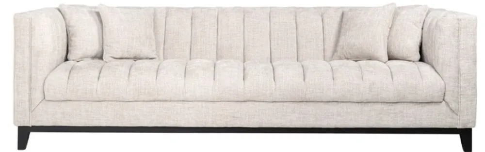 Casa Padrino canapé en velours de luxe naturel / noir 255 x 91 x H. 77 cm - Canapé de salon avec 4 coussins - Meuble de salon - Meuble de luxe - Ameublement de salon - Ameublement de luxe Preis Gesenkt
