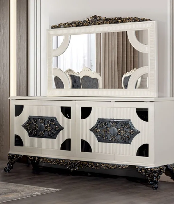 Preisreduziert Casa Padrino buffet baroque de luxe avec miroir blanc / bleu / bronze - Meuble de luxe de style baroque - Meuble baroque - Ameublement baroque - Noble et Magnifique