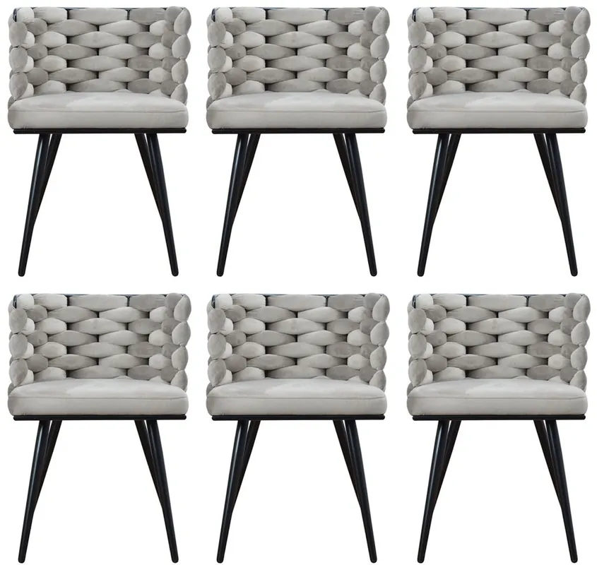Casa Padrino ensemble de 6 chaises de salle à manger de luxe gris / noir 53 x 46 x H. 75 cm - Chaises de cuisine de luxe - Mobilier de salle à manger - Mobilier de cuisine - Mobilier de luxe Must-Have