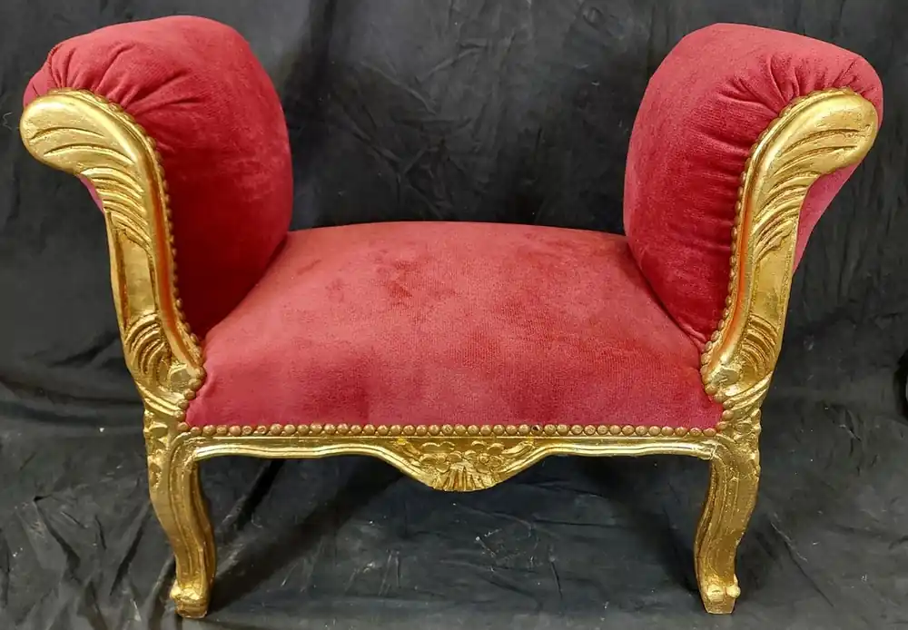 Casa Padrino tabouret baroque rouge / or - Tabouret de style antique fait main - Tabouret de style baroque - Meuble de salon de style baroque - Meuble de style baroque - Meuble baroque Knallerangebot