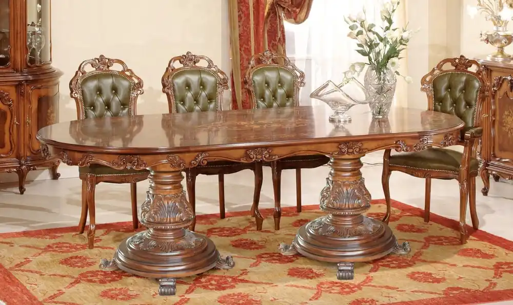 Casa Padrino ensemble de salle à manger baroque de luxe vert / marron - 1 Table à Manger Baroque Ovale et 8 Chaises à Manger Baroques - Meuble baroque - Qualité de Luxe - Fabriqué en Italie Expressversand