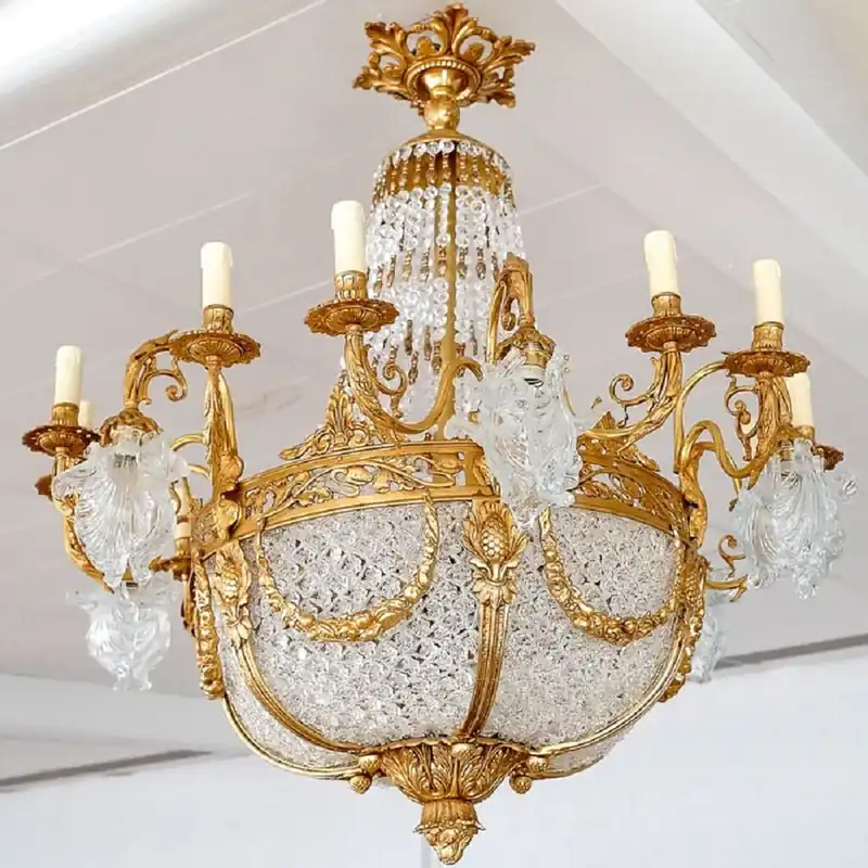 Top-Seller Casa Padrino lustre baroque de luxe en cristal or - Magnifique lustre d'hôtel de style baroque - Lustre de salon - Luminaires baroques en cristal - Mobilier baroque - Noble & Magnifique