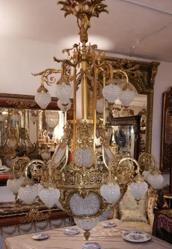 Casa Padrino lustre baroque de luxe en cristal or - Magnifique lustre d'hôtel de style baroque - Lustre de salon - Luminaires baroques en cristal - Intérieur baroque - Noble & Magnifique Sonderaktion