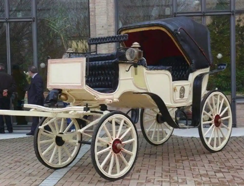 Markenprodukt Casa Padrino calèche chevaux baroque crème / beige / noir - Magnifique carrosse de mariage de style baroque - Calèche de style baroque fait main - Noble & Magnifique