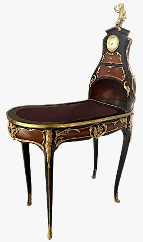 Preis Gesenkt Casa Padrino secrétaire baroque avec horloge marron / or - Magnifique bureau de style baroque - Meuble de bureau baroque - Meuble de bureau de style baroque - Meuble baroque
