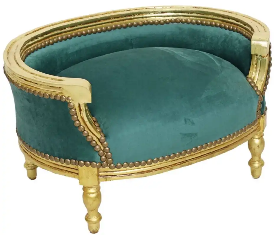 Casa Padrino lit pour chien et chat baroque vert / or antique - Canapé pour chien et chat fait main dans le style baroque - Meubles baroques pour chien et chat - Meubles baroques animaux compagnie Ausverkauf