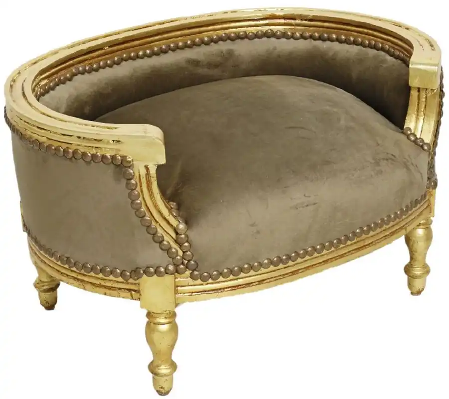 Casa Padrino lit pour chien et chat baroque taupe / or antique - Canapé pour chien et chat fait main dans le style baroque - Meubles baroques pour chien et chat - Meubles baroques animaux compagnie Beliebt