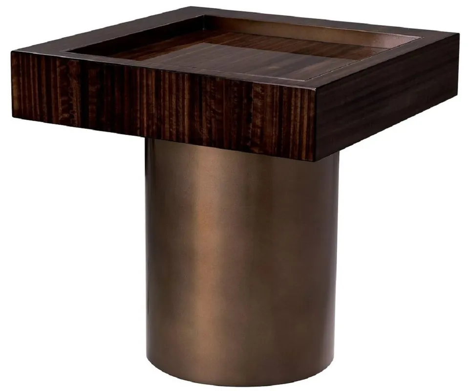 Casa Padrino table d'appoint de luxe marron foncé brillant / bronze 50 x 50 x H. 50 cm - Table de salon carrée - Meuble de salon - Meuble de luxe - Ameublement de luxe - Ameublement de salon Neue Ware
